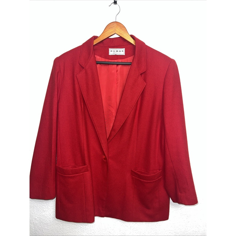 Dumas 100% Wool  Blazer Union Made in the USA Red Vintage Women's Size 12 Read